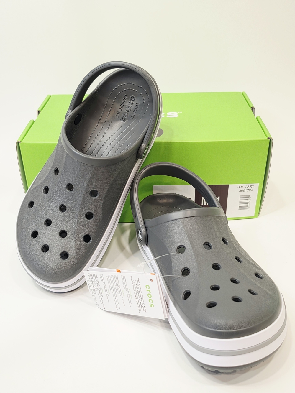Crocs Unisex Bayaband Clog – Slate Grey/White | Men’s 11